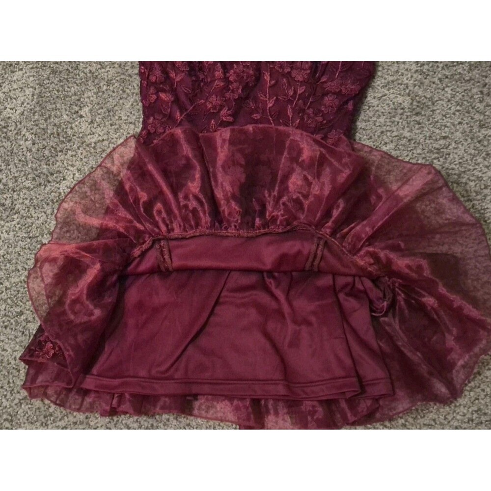 Lulus Lavish Lifestyle Burgundy Enbroidered Ruffled Mini Dress S Floral Flirty - Picture 8 of 10